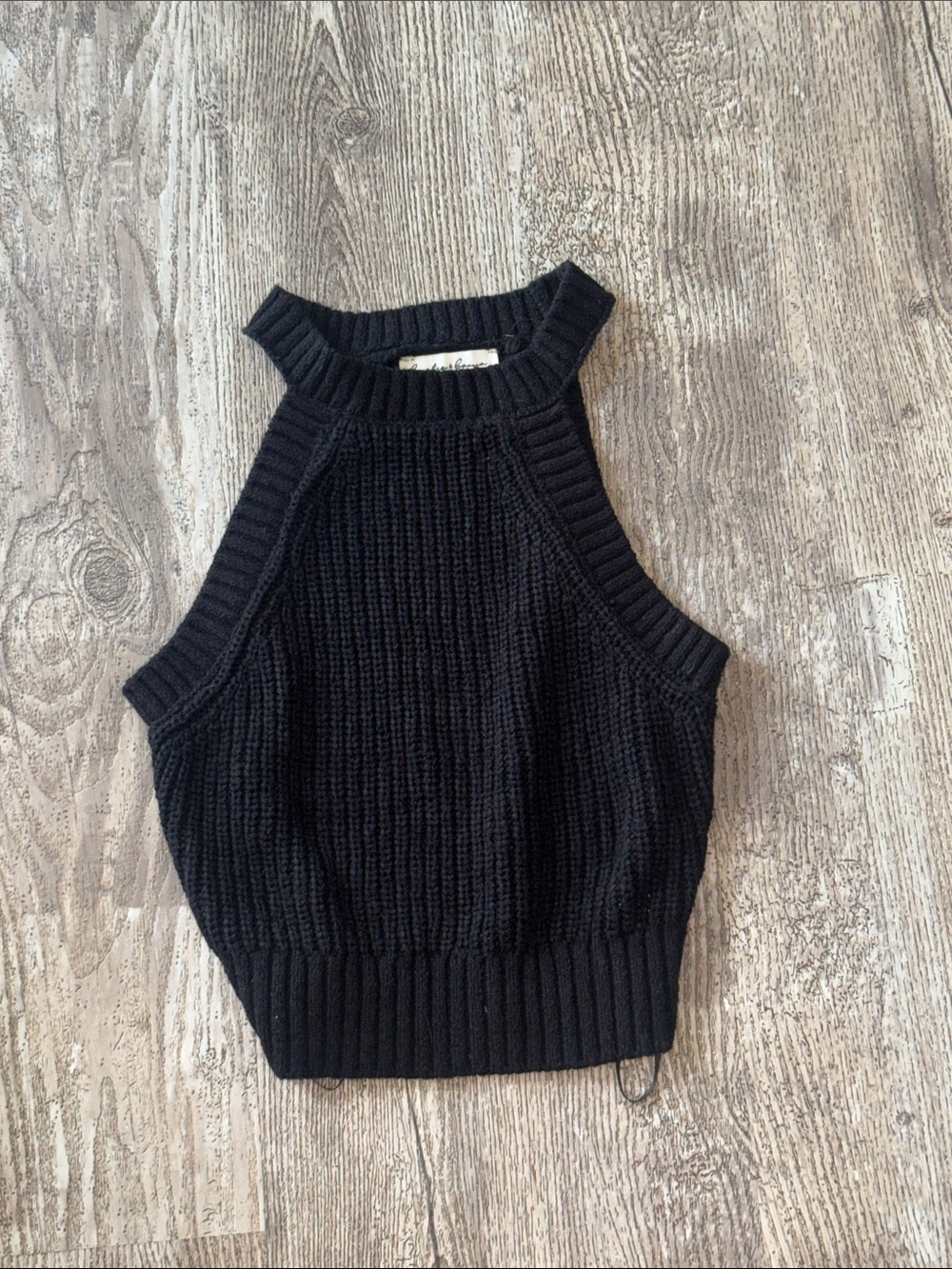 Ribbed Knit Tank Top in Black